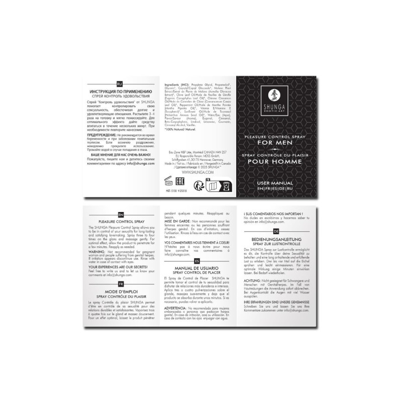 Shunga – Pleaseure Control Spray Für Männer 20 Ml | Vybes.it