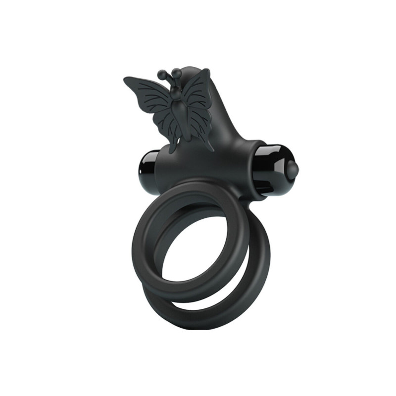 Pretty Love - Doble Anillo Vibrador Con Estimulador Negro | Vybes.it