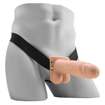FETISH FANTASY SERIES - REALISTISCHER, VIBRIERENDER HOHL-STRAP-ON MIT HODEN, 17,8 CM