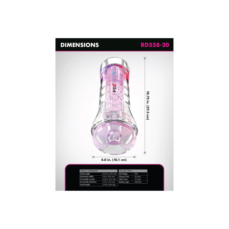 Pdx Elite - Viewtube Xxl Led Transparent Stroker 27.3 Cm | Vybes.it