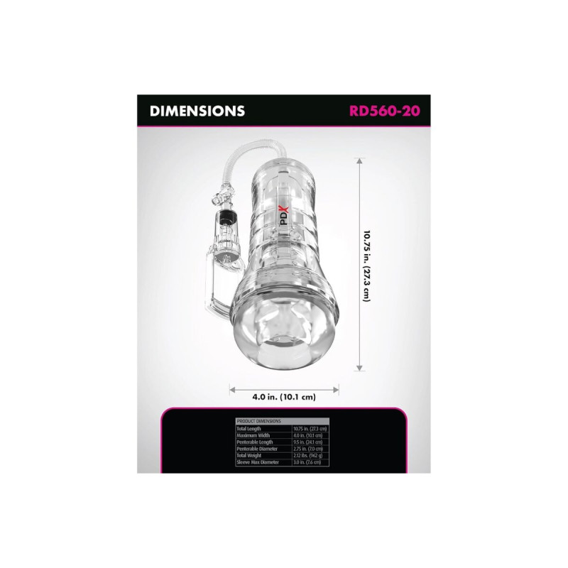 Pdx Elite - Viewtube Vac Xxl Transparent Stroker With Suction Pump