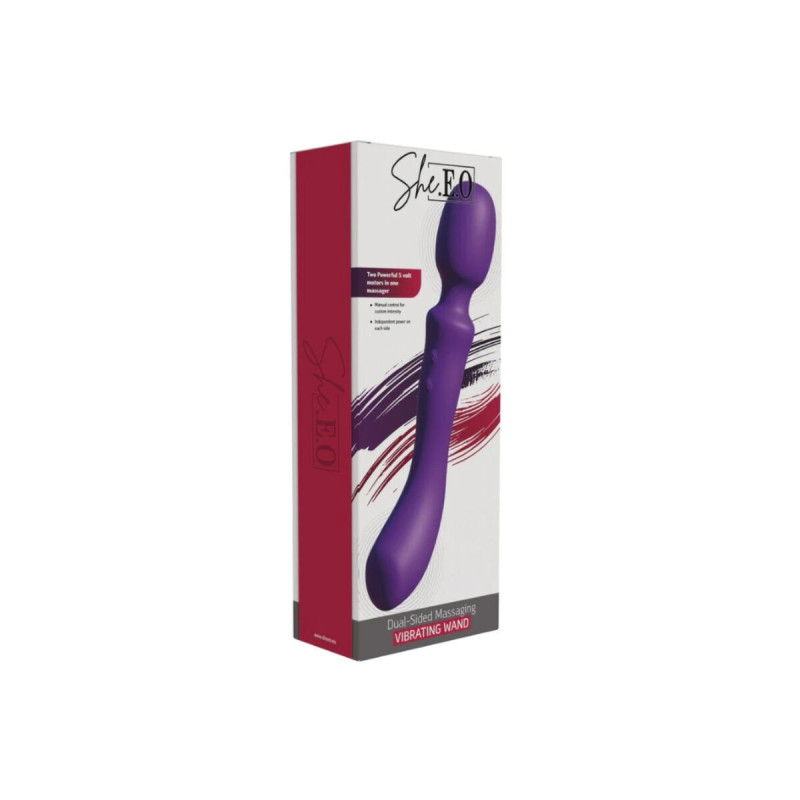 She.e.o - Wand Masajeadora Vibradora De Doble Extremo Morada |