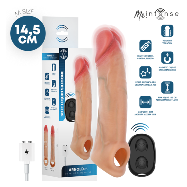 MR INTENSE - ARNOLD M VIBRADOR FUNDA PENE SILICONA CONTROL REMOTO 14.5 CM -Ø- 4 CM