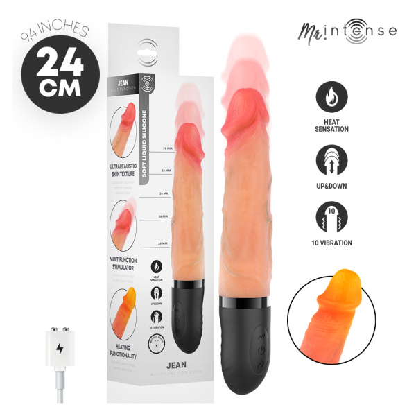 MR INTENSE - JEAN VIBRADOR UP&DOWN SILICONA CON EFECTO CALOR 24 CM -Ø- 3.8 CM