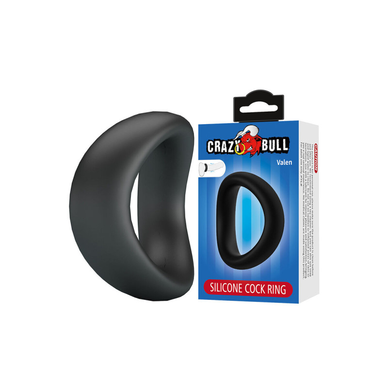 Crazy Bull - Valen Anillo Para Pene Ergonómico Silicona Negro |