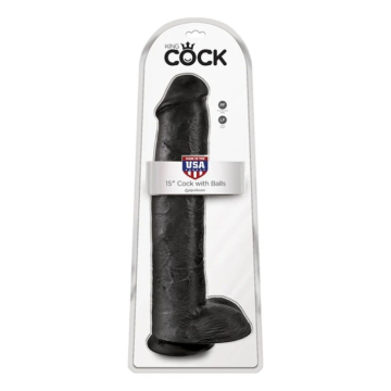 KING COCK - DILDO REALISTA CON TESTÍCULOS 38 CM COLOR NEGRO