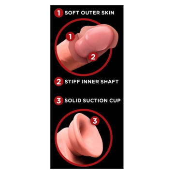 KING COCK PLUS - REALISTISCHER DILDO MIT DREIFACHDICHTE UND SCHWINGENDEN HODEN, 30 CM, FLEISCH