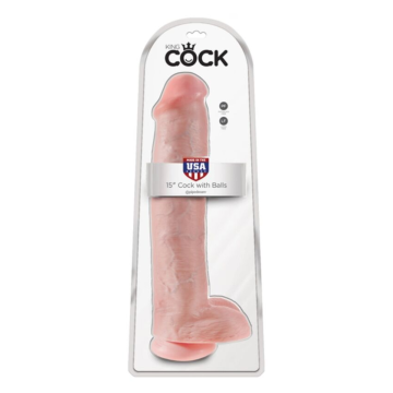 KING COCK - DILDO REALISTA CON TESTÍCULOS Y VENTOSA 38 CM COLOR NATURAL