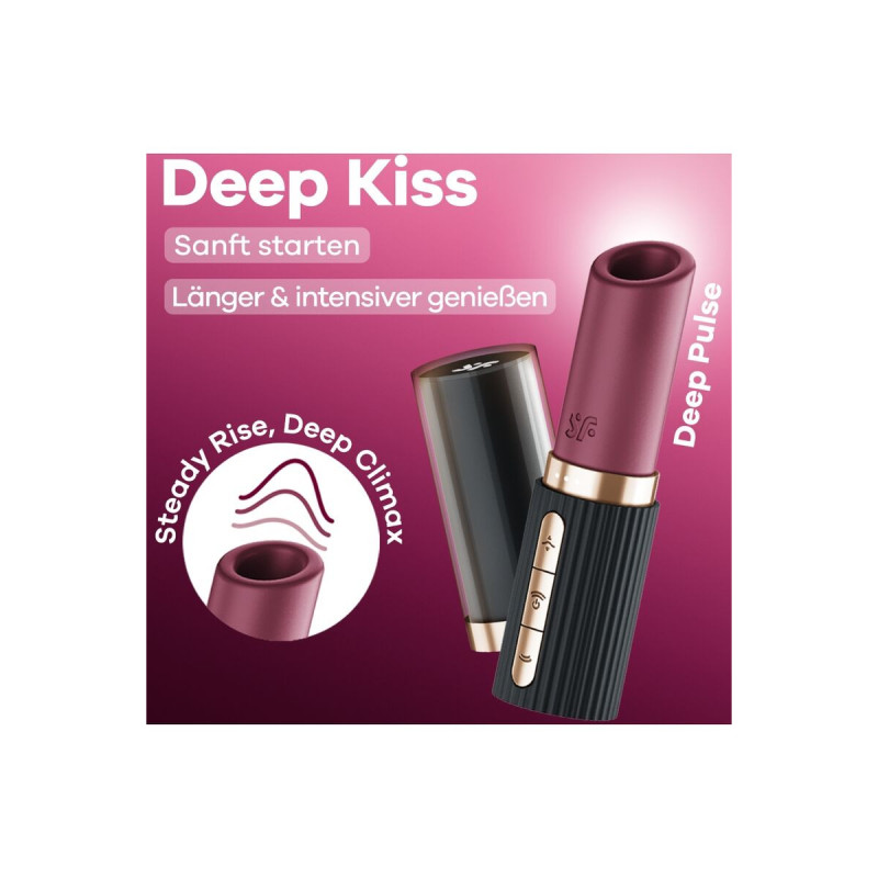 SATISFYER - STIMULATEUR DE CLITORIS DEEP KISS WAVE GRENAT / NOIR - SA…