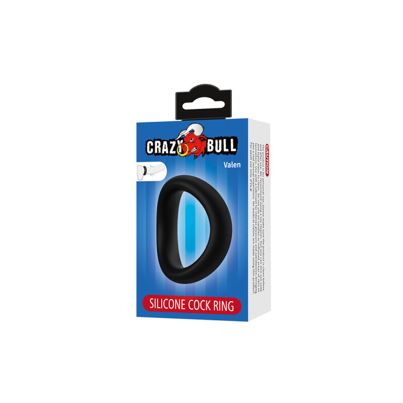 Crazy Bull - Valen Anillo Para Pene Ergonómico Silicona Negro |