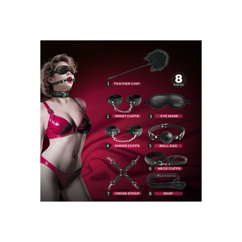 Pretty Love - Kit Bdsm 8 Piezas Negro | Vybes.it
