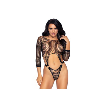 LEG AVENUE - TOP BODYSUIT WITH THONG BACK ONE SIZE - BLACK - LEG AVEN…