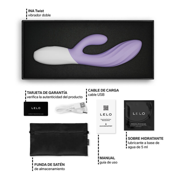 LELO - INA TWIST DOPPELVIBRATOR HASE FÜR G-PUNKT UND KLITORIS LAVENDEL