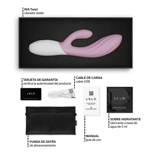 LELO - INA TWIST DOPPELVIBRATOR HASE FÜR G-PUNKT UND KLITORIS PINK
