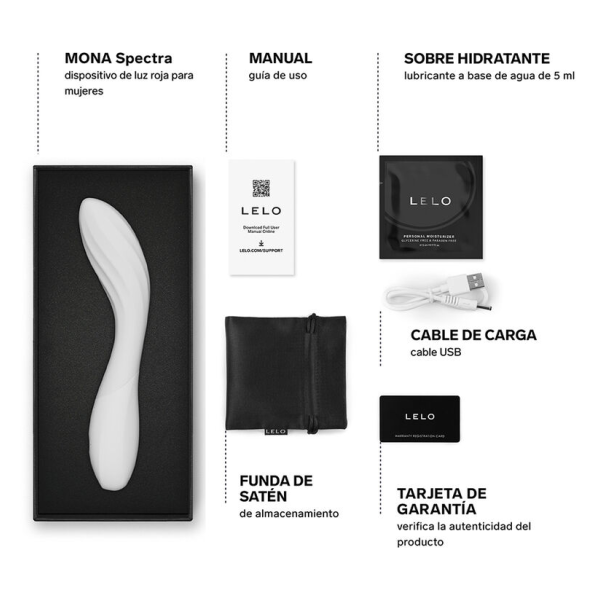 LELO - MONA SPECTRA MASSEUR INTIME À LUMIÈRE ROUGE RECHARGEABLE CONTRÔLÉ PAR APPLICATION