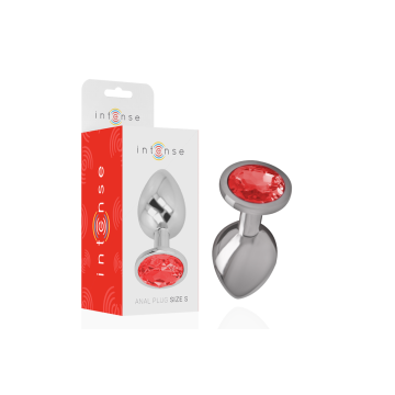 Intense - Plug Anal Metal Aluminio Con Cristal Rojo Talla S |