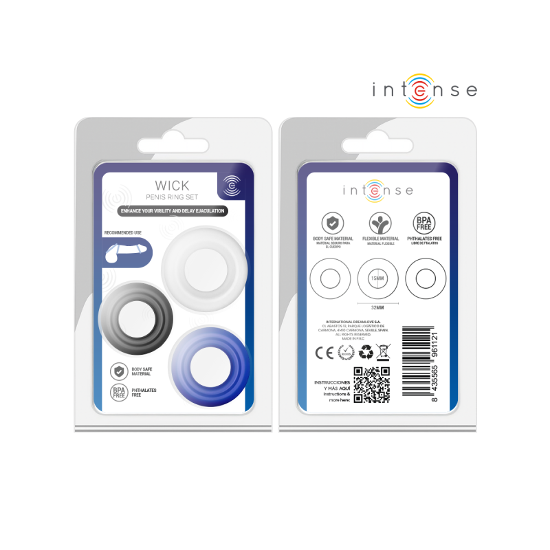 INTENSE - SET DI 3 ANELLI PER PENE WICK, VARI COLORI - INTENSE FOR HI…