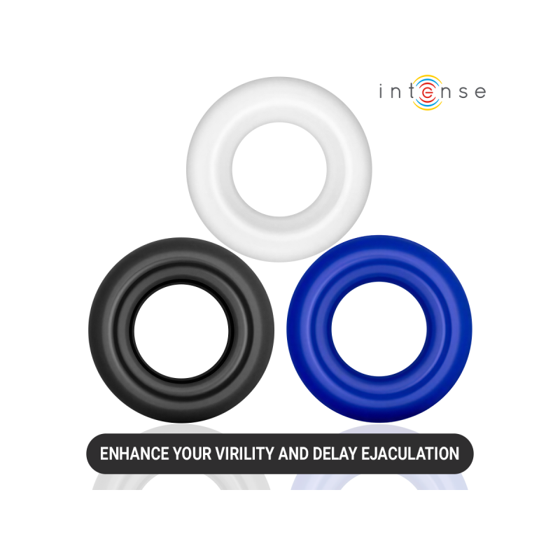 INTENSE - ENSEMBLE DE 3 ANNEAUX PÉNIS DE COULEURS VARIÉES - INTENSE F…