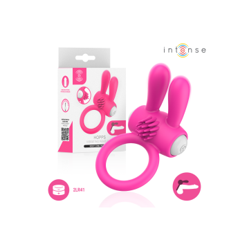 INTENSE - ANELLO VIBRANTE PER PENE HOPPS CON STIMOLAZIONE CLITORIDEA ROSA: stimolatore clitorideo | Vybes.it