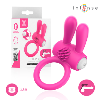 INTENSE - ANNEAU PÉNIS VIBRANT HOPPS AVEC STIMULATION CLITORIALE ROSE