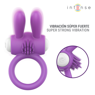 INTENSE - ANNEAU PÉNIS VIBRANT HOPPS AVEC STIMULATION CLITORIALE VIOLETTE