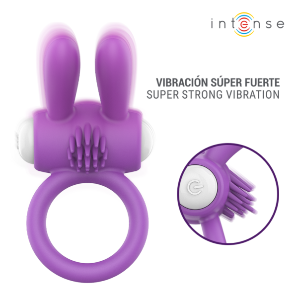 INTENSE - ANELLO VIBRANTE PER PENE LUPPS CON STIMOLAZIONE CLITORIDEA VIOLA
