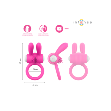INTENSE - HOPPS VIBRATING PENIS RING WITH CLITORAL STIMULATION PINK: clitoral stimulator | Vybes.it