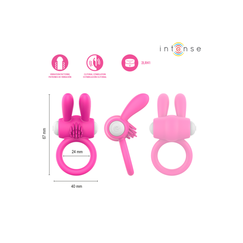 INTENSE - HOPPS VIBRATING PENIS RING WITH CLITORAL STIMULATION PINK: clitoral stimulator | Vybes.it