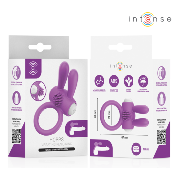 INTENSE - ANNEAU PÉNIS VIBRANT HOPPS AVEC STIMULATION CLITORIALE VIOLETTE