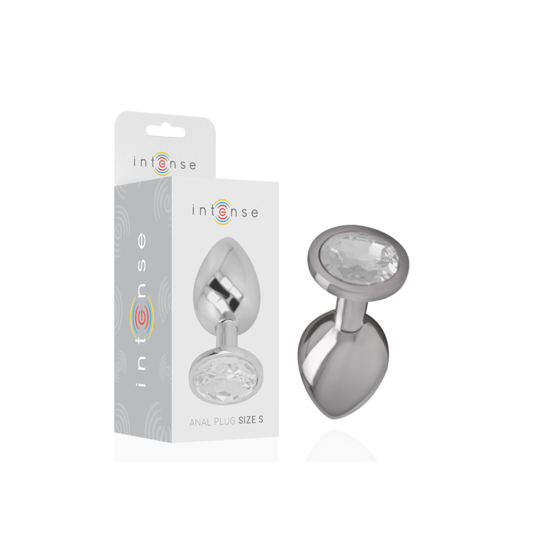 Intense - Plug Anal Metal Aluminio Con Cristal Plata Talla S |
