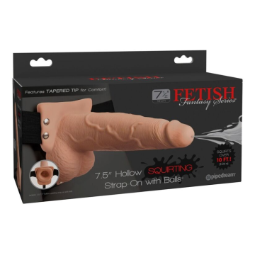 FETISH FANTASY SERIES - HARNAIS RÉGLABLE PÉNIS RÉALISTE AVEC BALLES ÉJACULANTES 19 CM