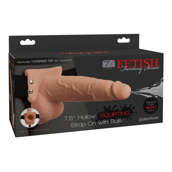 FETISH FANTASY SERIES - HARNAIS RÉGLABLE PÉNIS RÉALISTE AVEC BALLES ÉJACULANTES 19 CM