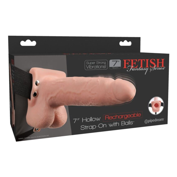 FETISH FANTASY SERIES - STRAP-ON VIBRANTE CAVO REALISTICO CON SFERE DA 17,8 CM
