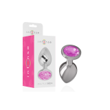 Intense - Plug Anal Metal Aluminio Con Cristal Rosa Talla S |