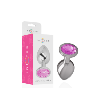 Intense - Plug Anal Metal Aluminio Con Cristal Rosa Talla M |