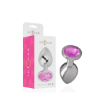 Intense - Plug Anal Metal Aluminio Con Cristal Rosa Talla M |
