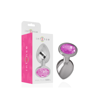 Intense - Plug Anal Metal Aluminio Con Cristal Rosa Talla L |