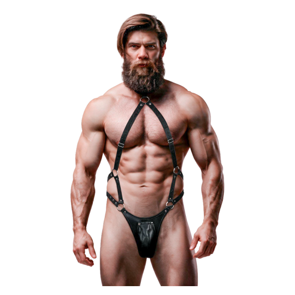 FETISH SUBMISSIVE ATTITUDE - HARNAIS JOCK STRAP EN CUIR ÉCOLOGIQUE POUR HOMMES