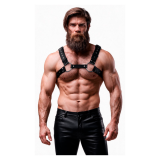FETISH SUBMISSIVE ATTITUDE - MENS ECO-LEATHER CHEST HARNESS WITH STUDS