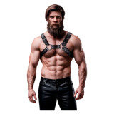 FETISH SUBMISSIVE ATTITUDE - VERSTELLBARER BRUST-BULLDOG-HARNESS AUS ÖKOLEDER FÜR HERREN