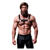 FETISH SUBMISSIVE ATTITUDE - HARNAIS DE POITRINE BULLDOG EN CUIR ÉCOLOGIQUE POUR HOMMES TAILLE M/L