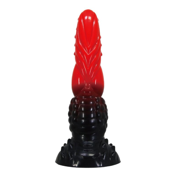 POWER MONSTERS - DILDO FANTASY DRAGO DI FUOCO CON VENTOSA 24,5 CM Ø 5,8 CM ROSSO E NERO