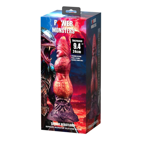 POWER MONSTERS - SAVAGE BEASTLORD TRICOLOR FANTASY SILICONE DILDO 24 CM Ø 5 CM