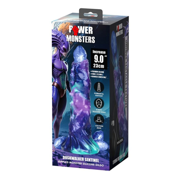 POWER MONSTERS - DUSKWALKER SENTINEL TRICOLOR DILDO GONFIABILE IN SILICONE FANTASY 23 CM Ø 5 CM