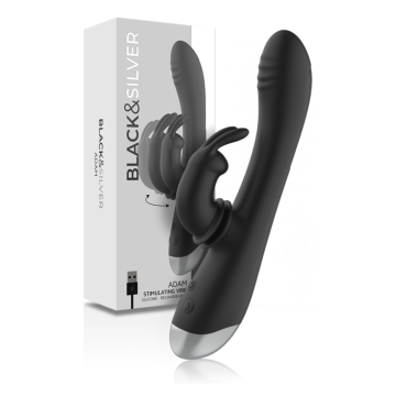 BLACK&SILVER - DJ. ADAM ESTIMULADOR RABBIT SILICONA RECARGABLE NEGRO