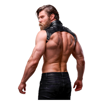 FETISH SUBMISSIVE ATTITUDE - IMBRACATURA PER IL COLLO IN ECOPELLE REGOLABILE DA UOMO BRIGADE