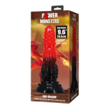 POWER MONSTERS - DILDO FANTASY DRAGO DI FUOCO CON VENTOSA 24,5 CM Ø 5,8 CM ROSSO E NERO
