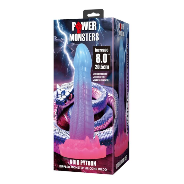 POWER MONSTERS - DILDO VOID PYTHON FANTASY CON VENTOSA 20,5 CM Ø 5,2 CM BLU, VIOLA E ROSA