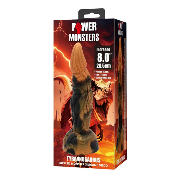 POWER MONSTERS - TYRANNOSAURE BICOLORE FANTASY GODEMICHET EN SILICONE 20,5 CM Ø 5 CM