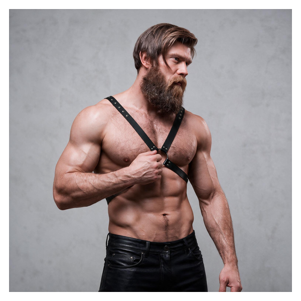 FETISH SUBMISSIVE ATTITUDE - MENS CROSS CHEST ECO-LEATHER HARNESS